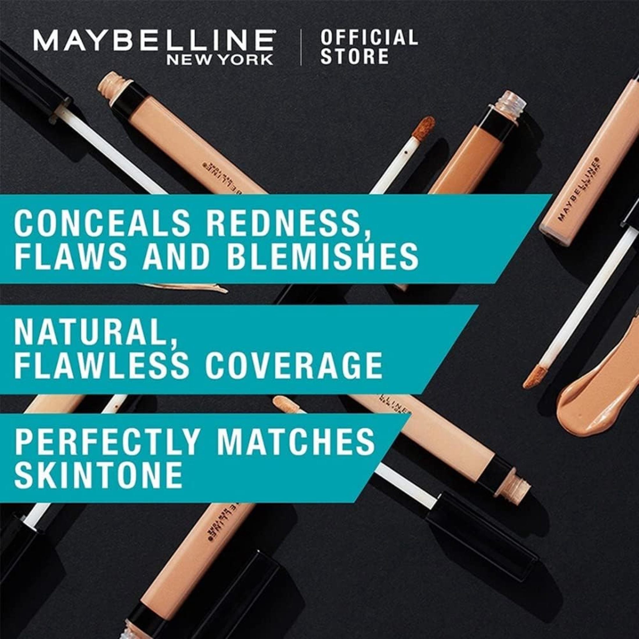 Maybelline New York Fit Me Cache-Cernes Liquide Sans Huile, Couverture Naturelle Impeccable, Léger, Camoufle les Rougeurs, les Défauts et les Imperfections