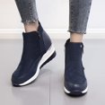 thumbnail image 3 of B91xZ Bottes d'Hiver pour Femmes, Bottes de Neige à Plateforme Chunky Style Chelsea de Combat à Lacets à la Cheville, Bleu 10, 3 of 5
