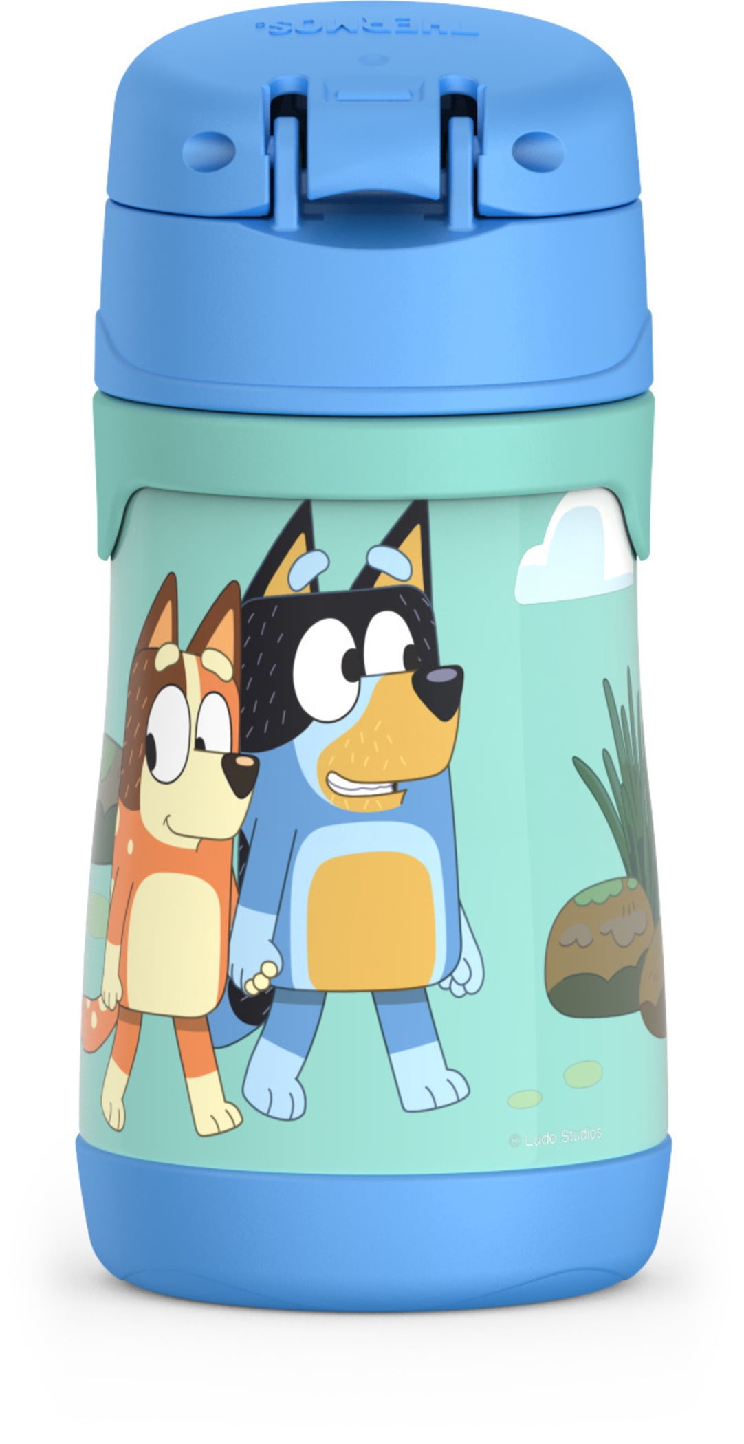Bouteille à paille Thermos pour enfants en acier inoxydable à isolation sous vide, 10 ozoz, Bluey