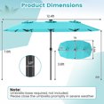 thumbnail image 3 of Costway Double-Sided Patio Umbrella with Color-Changing Flowing Solar LED Lights Crank Lift Turquoise, 3 of 10