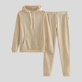 thumbnail image 2 of 2 Piece Sweatsuits for Womens Clearance Solid Color Pocket Drawstring Pullover Sweatpant Set Lounge Tracksuit Casual Plus Size Lightweight Loose Ladies Outfits Fall Winter 2023 Black L, 2 of 5