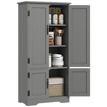HOMCOM Garde-Manger de Cuisine 48 Pouces, Armoire de Rangement de Cuisine avec Étagères, Gris