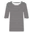 thumbnail image 5 of Enjoytime Blouses Grande Taille pour Femmes à Rayures Col Ras du Cou Manches Mi-Longues Chemises Décontractées Hauts de Travail de Bureau, 5 of 5