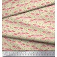 thumbnail image 2 of Soimoi Moss Georgette Fabric Grass & Flamingo Bird Print Fabric by Yard 42 Inch Wide, 2 of 3
