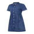 thumbnail image 4 of Robe en Denim pour Femmes Décontractée à Manches Courtes, Boutonnée, Smockée, à Volants, Style Babydoll, Robe en Jean, 4 of 6