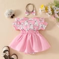 thumbnail image 3 of MIASHUI Robe Barboteuse pour Bébé Fille à Manches Courtes, Justaucorps à Volants, Ourlet de Jupe, Tenue, Rouge, 6-9 Mois, 3 of 7