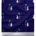 thumbnail image 1 of Soimoi polyester Crepe Fabric Carrot & Rabbit Dots Print Fabric by Yard 52 Inch Wide, 1 of 5