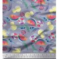 thumbnail image 1 of Soimoi Rayon Fabric Fruits,Swim Ring & Goggles Summer Designs Printed Craft Fabric by The Yard 56 Inch Wide, 1 of 3