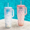 thumbnail image 2 of Mainstays 30oz Arch Textured Plastic Double-Wall Straw Tumbler with Handle, Cashmere Blue Iridescent, 2 of 6