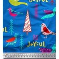 thumbnail image 1 of Soimoi Blue Rayon Fabric Text & Bird Artistic Fabric Prints By Yard 42 Inch Wide, 1 of 5