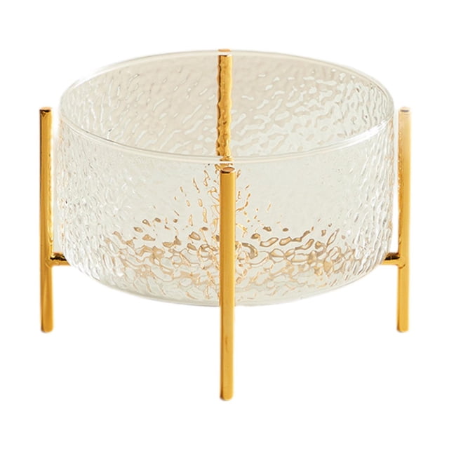 jifeng Fruit Bowl Fruit Dish Cylindrical with Gold Bracket Portable Fruit Tray Storage Clear