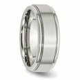 thumbnail image 4 of Stainless Steel Ridged Edge 8mm Brushed and Polished Band Ring 13.5 Size, 4 of 5