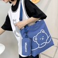 thumbnail image 4 of Canvas Tote Bag Bear Pattern Adjustable Strap Large Capacity Cute Kids Crossbody Bag for School, 4 of 10