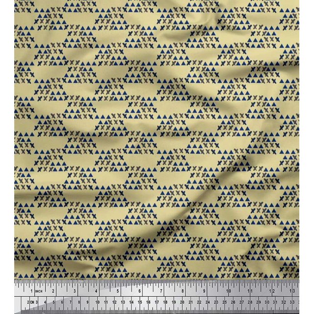 Soimoi Cotton Jersey Fabric Cross Sign & Triangle Geometric Print Fabric by The Yard 58 Inch Wide