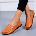 thumbnail image 3 of B91xZ Chaussures pour Femmes Semelle Crantée Plateforme Talon Moyen Épais Mocassins Bout Rond Classique à Enfiler Uniforme de Bureau Richelieus Chaussures, Orange 7.5, 3 of 5