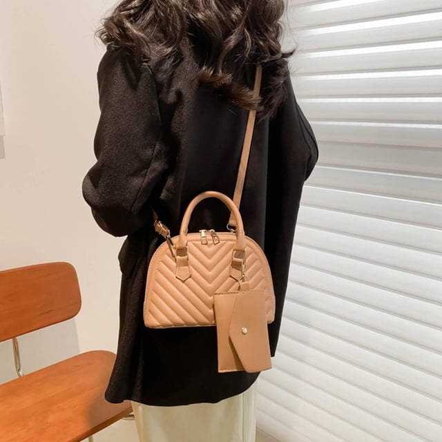 Pisexur Ladies Fashion Color Leather Versatile Handbag Double Zipper Messenger Bag