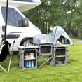 thumbnail image 2 of Outsunny Folding Camping Kitchen with Windshield Fabric Cupboards Grey, 2 of 10