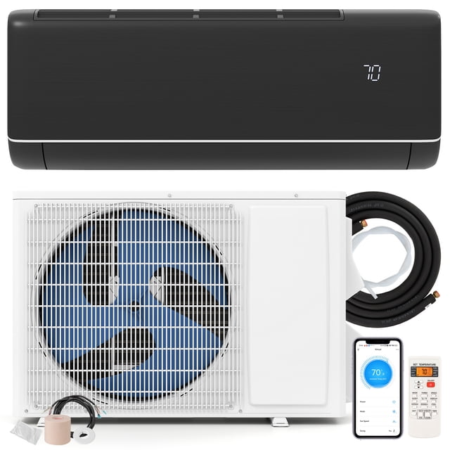 Gymax Climatiseur Mini-Split 9100 BTU 20,5 SEER2 avec Onduleur et Thermopompe