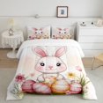 thumbnail image 2 of Erosebridal Cartoon Bunnies Rabbit Bedding Full Comforter Set, Watercolor Easter Eggs Blossoms Down Comforter, Reversible 3 Pieces, 2 of 8