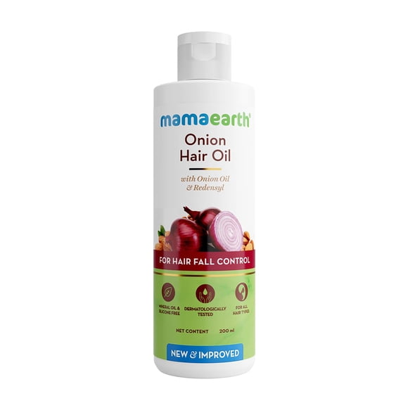 Mamaearth Onion Hair Oil with Onion Oil & Redensyl for Hair Fall Control | Boosts Hair Growth | Adds Strength & Shine | 200 ml