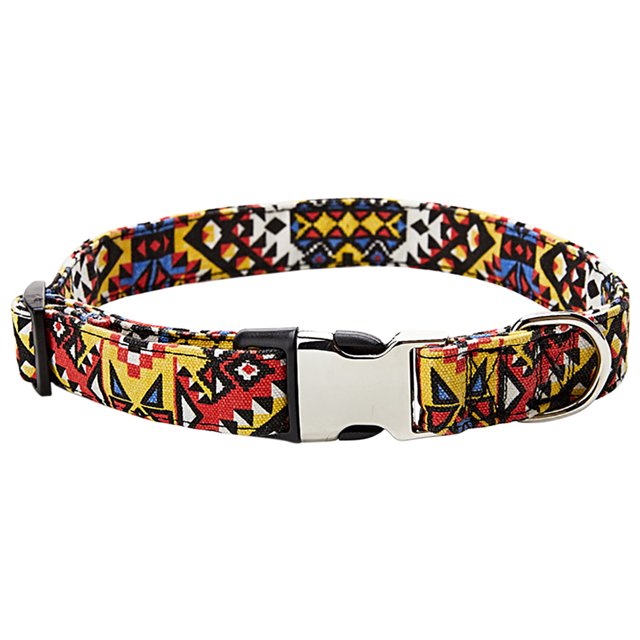 Ethnic Pattern Personalized Half Metal Cotton Collar Pet Dog Collar