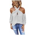 thumbnail image 1 of Pompotops Chemise à Manches Longues Unie Sans Dos pour Femmes, Mode, Décontractée, Sans Bretelles, Hauts pour Femmes en Solde, 1 of 6