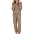 thumbnail image 1 of Timegard Ensemble de Survêtement 2 Pcs pour Femmes, Tenue à Demi-Glissière, Col en V, Chandail à Manches Longues, Pantalon de Survêtement à Bas Resserré, Ensembles d'Entraînement, 1 of 5