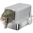 thumbnail image 1 of PawHut Stainless Steel Cat Litter Box w/ Removable Lid & Scoop, Grey, 1 of 10