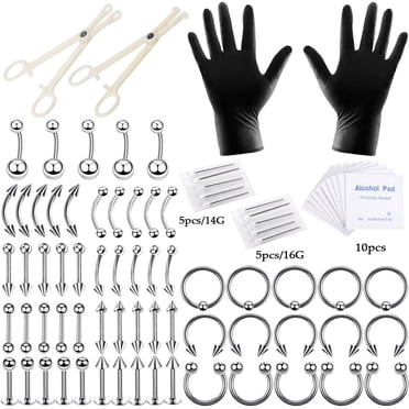 yeacher "Premium Stainless Steel Body Piercing Kit - Nose, Ear, Belly Button, Lip Jewelry Set with Tools for Professionals & Home Use"