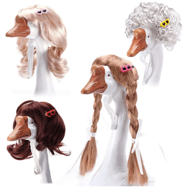 4 Pcs Porch Goose Wigs with Hair Clips, Cute Lawn Goose Statue Braid Wig, Porch Goose Outfits Costume for Outdoor