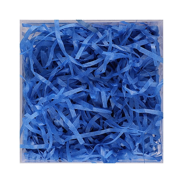 Relayinert 1 Pack Lafite Paper Raffia Filler Colorful Shredded Box Packaging Decoration Practical Wedding Party Easter New Year Royal blue