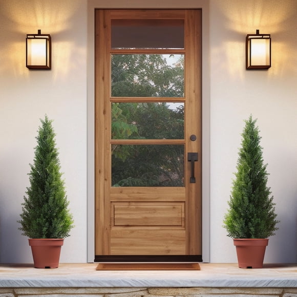 DR.Planzen Artificial Cedar Tree 4 FT Artificial Cedar Topiary Trees for Outdoors Potted Fake Cypress Trees Faux Evergreen Plants for Home Porch Decor set of 2