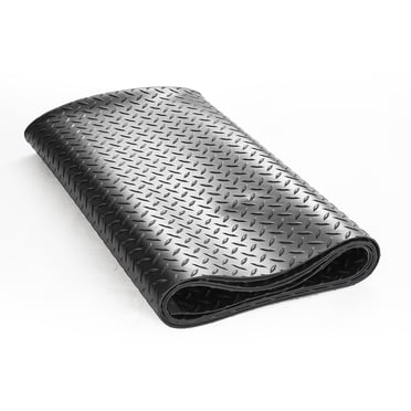 KFFKFF Revêtement de Sol en Caoutchouc à Carreaux, Tapis 3 mm x 4 Pi x 15 Pi pour Garage, Matériau en Caoutchouc SBR, Simple à Entretenir, Tapis en Caoutchouc à Carreaux pour Stationnement de Véhicules, Garage, Gym Industriel, Noir