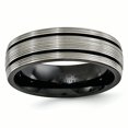thumbnail image 1 of Edward Mirell Black Ti Grooves and Textured Lines 7mm Band Size 7, 1 of 4