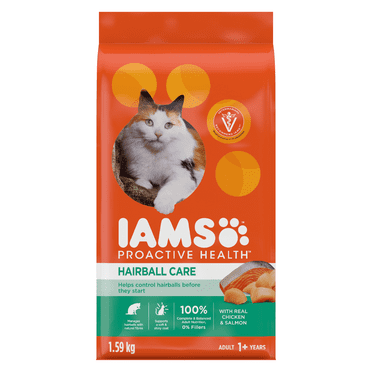 Iams Proactive Health Adult Hairball Care Dry Cat Food with Chicken & Salmon 1.6kg