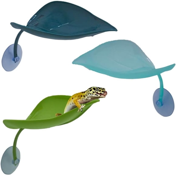 Peau de Gecko à Crête, Jouet de Gecko Mural Qui Rampe, Accessoires pour Réservoir de Gecko, Décorations pour Réservoir de Tortue, Feuille de Reptile pour Gecko à Crête, Grenouille d'Arbre, Léopard Gecko (3 Pcs)
