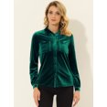 thumbnail image 2 of INSPIRE CHIC Chemise en Velours pour Femme à Col Pointu avec Poche Vert Foncé L, 2 of 5