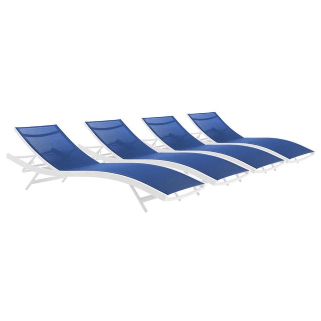 Modway de 4 Chaises Longues de Patio Extérieur Glimpse, Blanc