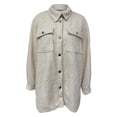thumbnail image 4 of WEIYLL Womens Fleece Jackets Shirt Oversized Button Down Long Shacket Pockets Beige Fall Tops Size M, 4 of 5