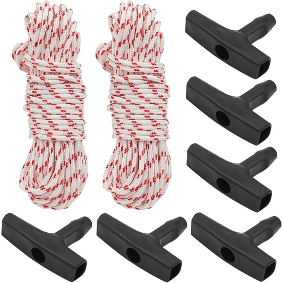 Poignée de Démarrage 6 Pcs avec Cordon de Traction de Recul 20 m, Corde de Démarrage 3,0 mm et Poignée de Recul Compatible avec Stihl, Homelite, Artisan, Poulan, Husqvarna, Echo, Tondeuses à Gazon, Taille-Bordures à Fil, Tronçonneuses, Mange-Herbes