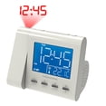 thumbnail image 2 of Magnasonic Projection Alarm Clock with AM/FM Radio, Battery Backup, Auto Time Set, Dual Alarm, Nap/Sleep Timer, Indoor Temperature/ Date Display with Dimming & 3.5mm Audio Input - White (EAAC601W), 2 of 8