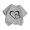 thumbnail image 3 of T-shirt Graphique Mignon pour Fille, Col Rond, Manches Courtes, Été, Décontracté, Hauts, T-Shirts et Chemises pour Filles, Gris 120/7 A-8 A, 3 of 5