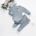 thumbnail image 1 of Combinaisons de Bébé en Tricot, Boutons Col Rond à Manches Longues + Pantalon Long Élastique, 1 of 6