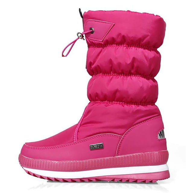 Kcodviy Women's Winter Solid Color Snow Boots Women Size 9W Thick Soled and Fleece Puffy Snow Boots Women Protective Snow Boots Slip Snow Boot on Boots