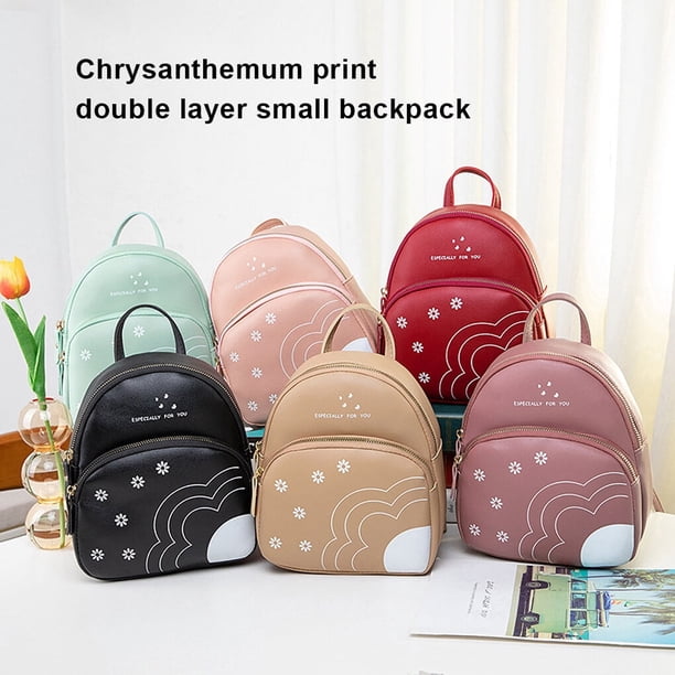 Langgg Women Mini Backpack Fashion Casual Flower Print PU  display picture 3