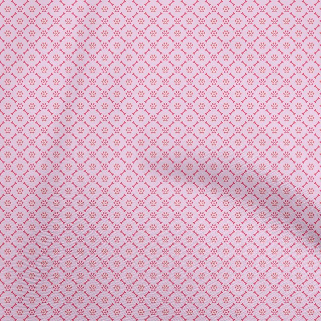 oneOone Rayon Light Pink Fabric Bone & Paw Craft Projects Decor Fabric Printed By The Yard 56 Inch Wide