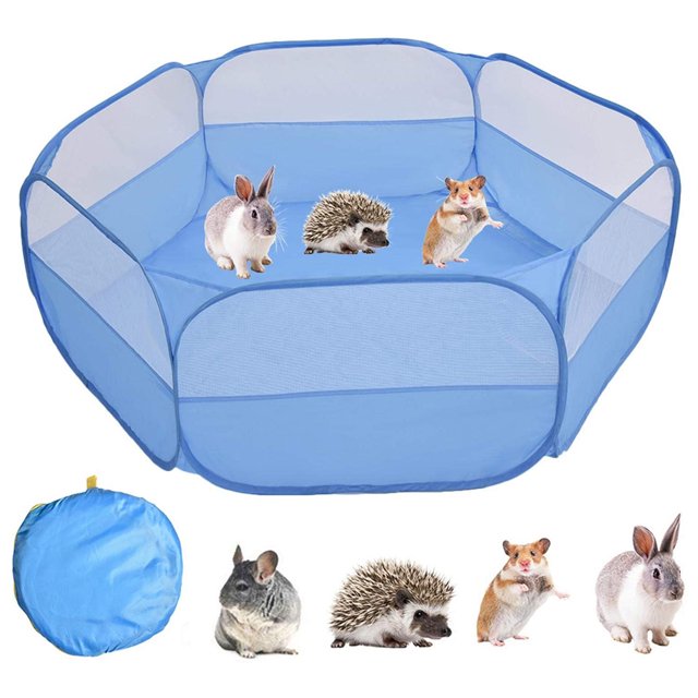 Small Animals Cage Tent, Breathable & Transparent Pet Playpen Foldable Waterproof Bottom Outdoor