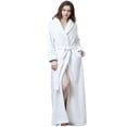 thumbnail image 1 of Women's Plush Fleece Robe with Elastic Waist Design Long Warm Solid Bathrobe Dressing Nightgown, 1 of 5