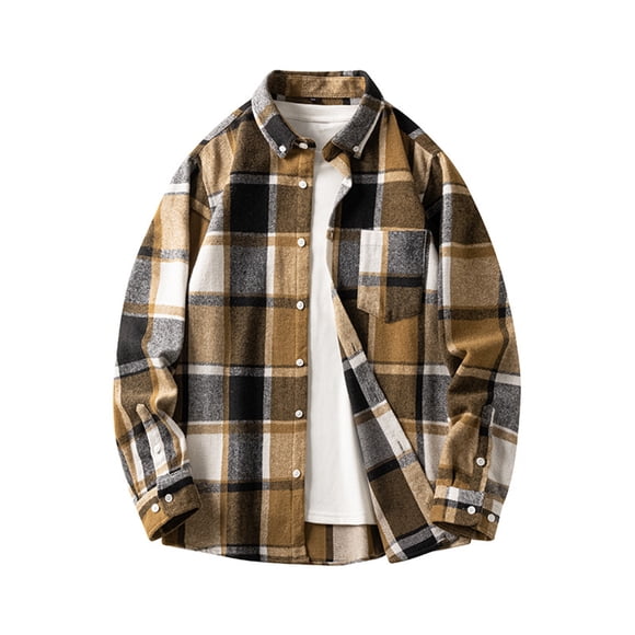 Big and Tall Casual Shirts Mens Dress Shirt Slim Fit Button Down Shirt Mens Western Shirts Long Sleeve, Brown, 5XL