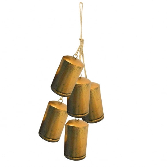 Christmas Vuskly Gold Metal Wind Chimes With Jute Hanging Rope Decoration For Doors Living Rooms Trees
